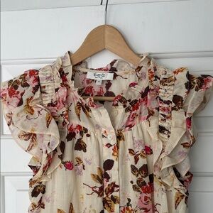 Sea NY Floral Ruffle Flutter Sleeve Esme Midi Dress